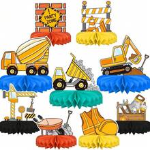 9pcs-Building Theme Honeycomb Centerpieces, Desktop Decoration Building Theme Birthday Party Decorations - View 1