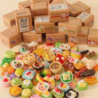 5/10/20/30 Pcs Random Assorted Resin Food & Beverage Toy, Tabletop Decor, Adult Food Toy