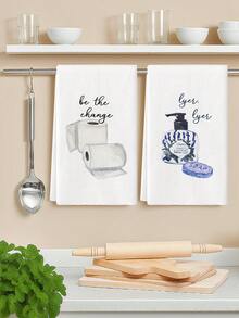2 Khăn Tắm Vui Nhộn Cho Phòng Tắm Khách - Quà Tặng Tân Gia Vui Nhộn - Trang Trí Phòng Tắm Vui Nhộn - Khăn tay, Khăn đa năng thấm hút tốt, Thích Hợp Cho Trang Trí Phòng Tắm, Trang Trí Nhà Cửa, Chất Liệu Pha Polyester, Phong Cách Hiện Đại, Chỉ Giặt Tay, Dệt Khăn Giấy, Mềm Mại, Chủ Đề Hoạt Hình - trắng - Xem 5