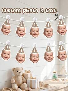 7/14/21pcs Customizable Birthday Photo Decorations, Personalized Photo Garland, 1st Birthday Banner, Personalized Birthday Hat Decor Garland, Birthday Party Gifts, Baby Shower/Gender Reveal Party Banner, Personalized Gift, Unique Gift - Multicolor - View 3