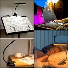8 luces LED soporte música luz piano con clip bloqueo de luz azul recargable con USB-C 4 colores x 3 brillo ideal para músico piano partitura orquesta guitarra - Paquete de 2 - Ver 6