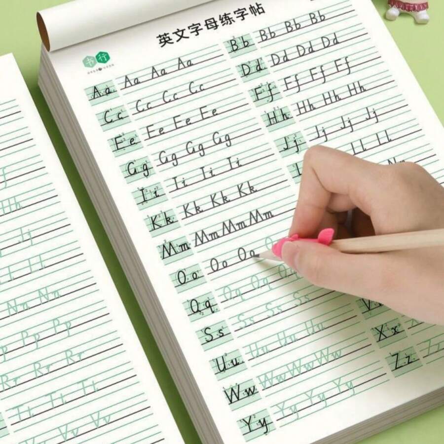 Cuaderno de práctica de letra cursiva y manuscrita, incluye manual de práctica de escritura para 26 letras de la A a la Z, cuaderno grande, papelería educativa adecuada para estudiantes y principiantes, adecuada para enseñanza en el hogar, práctica diaria y práctica de caligrafía escolar