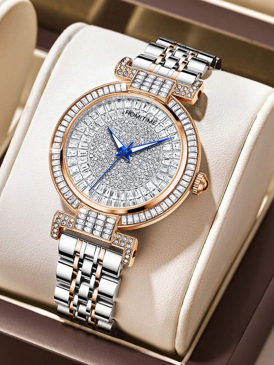 这款女士水钻夜光防水手表,采用独特的五角星水钻表盘设计,搭配防刮不锈钢表带,时尚商务奢华运动经典简约机械风格自动石英表,适合复活节、万圣节、圣诞节、母亲节、返校季、学生、生日、节日、情人节、约会、商务、日常佩戴、送礼、音乐节、婚礼季等场合。 - 玫瑰金 - 查看 1