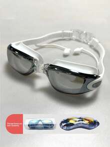 Gafas de natación impermeables y antivaho para adultos con tapones de oído integrados y estuche protector, visión clara, accesorios de gafas de natación, artículos esenciales de playa, suministros de playa, flotadores de piscina - multicolor - Ver 12
