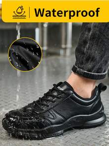 Zapatos de trabajo de chef para catering para hombres, zapatos casuales de slip-on negros adecuados para cocina, hospital, chef, enfermería, zapatos de trabajo cómodos, zapatos médicos - Negro - Ver 4