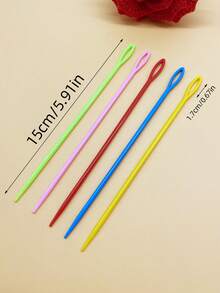 10 piezas Juego de agujas de coser de de 15 cm (5,91 pulgadas) con punta grande, agujas de plástico para hilos, diseño de punta roma, diámetro de ojo grande, adecuado para hilos gruesos, cuerdas, macramé, tejido, ganchillo, bordado - agujas de plástico - Ver 9
