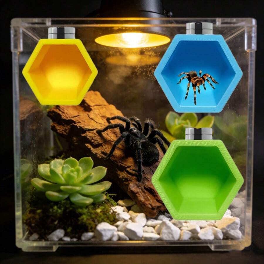 Jumping Spider Habitat Hexagon Hideout, Magnetic Jumping Spider Shelter, Jumping Spider Fence Accessories, Climbing And Feeding Platform, Small Reptile Hiding Place, Perfect Insect Habitat Decor, Jumping Spider Wheel Beehive Shaped Habitat - View 1