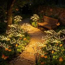 2 Color LED Starburst Solar Lights, Waterproof For Outdoor Yard/Patio/Lawn, Wedding Party Holiday Decor Gift - Multicolor - View 7