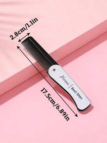 Personalized Men's Metal Folding Comb, Customizable Name/Text/Logo, Personalized Metal Hair Comb, Personalized Engraved Beard Comb, Suitable For Father's Day, Valentine's Day, Christmas, Birthday Party, Family Gathering, Barbershop, Groomsman Gift, Best Personalized Gift Choice For Father - Silver - View 2