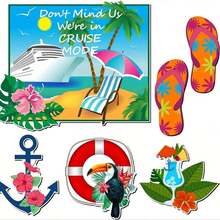 6pcs/Set Cruise Themed Door Decor, Including Flip-Flop, Ship Rudder And Life Buoy Shaped, Decorating Your Cabin Or Car Fridge During UCK2 - 6Pcs - View 2