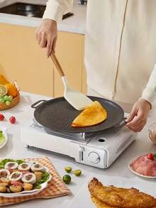 Round Nonstick Grill Pan With Wooden Handle, Grease Drainage Groove Design, Durable And Even Heating, Detachable Heat-Resistant Handle, Suitable For All Stoves, Great For Korean BBQ, Grilling, Pancakes, Home And Outdoor Cooking - Sunflower Baking Pan - View 9