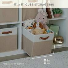 OrganiHaus Cajas de Tela 28x28 cm Set de 4 Plegables para Juguetes Ropa y Kallax - Beige/Blanco - Beige / Blanco roto - Ver 3