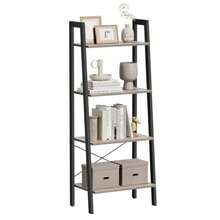 VASAGLE Estantería de Escalera de 4 Niveles 34 x 56 x 137.5 cm para Saón Dormitorio Cocina Oficina Greige y Negro MLLS44MBV2 - Grisáceo negro. - Ver 9