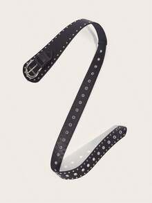 1 Piece Women's Wide Belt With Studs, Dark Western Gothic Aesthetic, Summer, School, Autumn, Halloween - 黑色 - 查看 4