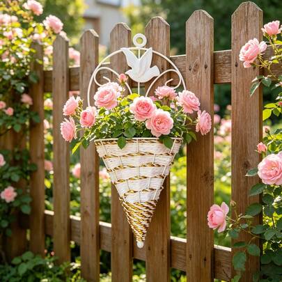 1 قطعة سلة زهور معلقة من الحديد المطاوع بشكل مثلث، حامل زهور معلق على الحائط بشكل مثلث، رف معلق لأصص الزهور الديكورية للداخل، ديكور حائط للشرفة/الخارج/الحديقة، هدية مثالية لعشاق الزهور. رف معلق للزهور.