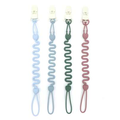 Set Of 4 Flexible Silicone Baby Pacifier Clips With 4 Clips, Anti-Drop Toy Lanyard, Stroller Accessories