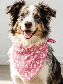 Floral Dog Bandana - Soft Spring Summer Wildflowers Dog Neck Scarf, Cute Pet Bib For Medium Large Dogs, Kawaii Photo Dogs Cats Prop For Daily Use Parties & Pet Photography - Multicolor - View 4