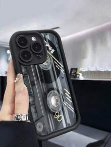 1 pieza Funda de teléfono a prueba de golpes con patrón de pintura de cinta magnética compatible con iPhone 17/13/16/15/14/13/12/11/Pro/ProMax/X/XR/XS/7/8/PLUS, versión internacional - Negro - Ver 6