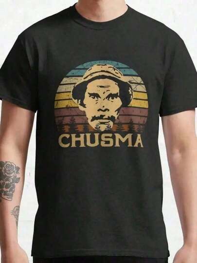 Camiseta Vintage de la Serie de TV ElChavodelOcho - Camiseta Negra 100% Algodón con Diseño CHUSMA - Perfecta para Ocio, Viajes, Deporte y Cómic - Ideal para Pascua, Halloween, Acción de Gracias y Más - Tienda Local en Stock - Rápida, Suave, Cómoda y de Algodón - Disfruta de Descuentos Especiales - Adecuada para Pascua, Halloween, Acción de Gracias, etc