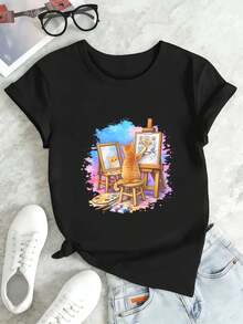 Women T-Shirts - Black - View 2