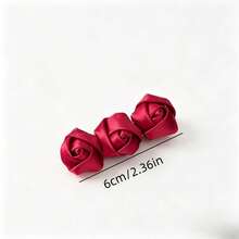 1/2/3/4PCS Romantic Burgundy Rose Hair Clips Made Of Premium Satin. Secure Non-Slip Metal Clip, Gentle On Hair. Perfect For Elevating Hairstyles For Weddings, Dates, Holidays, Or Everyday Looks. Ideal Gift For Her! - Red Roses - View 3