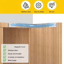 Bộ 3/7 khóa cửa tủ từ tính, khóa ngăn kéo nhà bếp từ tính có keo dính (màu bạc) - Bộ 3 nam châm dán cửa - Xem 6