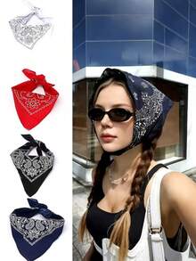 Premium Printed Bandana Scarf - Classic Style And Total Versatility - Dark Blue - View 6