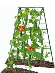 1 Set A-Frame Metal & Detachable: Garden Trellis Set, Composed Of 120Cm*40Cm Plant Support Including Connector Accessories, Climbing Net And Plant Support, Climbing Vine Grape Cucumber Frame, Vegetable Support, Courtyard Flower Plant Support Rod - Multicolor - View 14