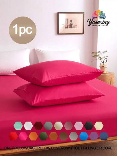 1pc Dark Pink Super Soft Plain Pillowcase Lightweight Bedding Envelope Closure Solid Color Bed Pillow Cover, For Bedroom Ultra Soft & Breathable, Machine Washable. Ideal Gift For Family & Friends, Traveling. Envelope Closure, Cooling & Comfortable, Luxury Bedding Pillowcase, Ultra Soft Hotel Pillowcase, Fits Standard Full, Queen, King Size Beds.