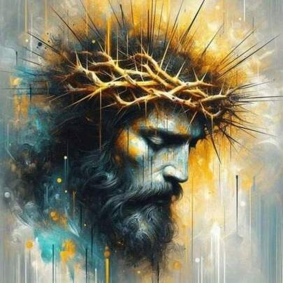 5D DIY Diamond Painting Kit, 15.7 X 15.7 Inches Religious Art Colorful Jesus, Full Round Acrylic Diamond Creative Embroidery Painting Canvas Home Decor For Bedroom, Living Room, Office Entrance, Study, Bathroom - Holiday Gift: Diamond Painting Kit