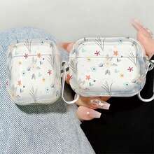 Funda protectora con diseño floral colorido compatible con el estuche de carga inalámbrica de Apple, resistente a arañazos y golpes - transparente - Ver 2