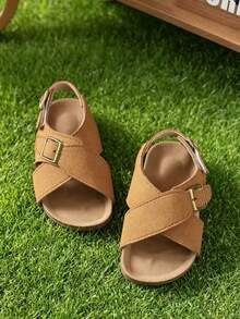 1 Pair Children's Sandals With PU Upper, Non-Slip Thick Sole, Closure, 2026 Latest Casual Fashion Sandals, Breathable, Soft Lining To Protect Baby's Skin, Suitable For Hiking, Walking, Home, Beach Play, Best Gift For Kids - Brown - View 6