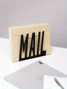 1 buah Organizer Surat Logam Hitam Modern - Desain Surat Berongga, Tempat Penyimpanan File & Amplop di Meja, Dekorasi Rumah atau Kantor - Hitam - View 8