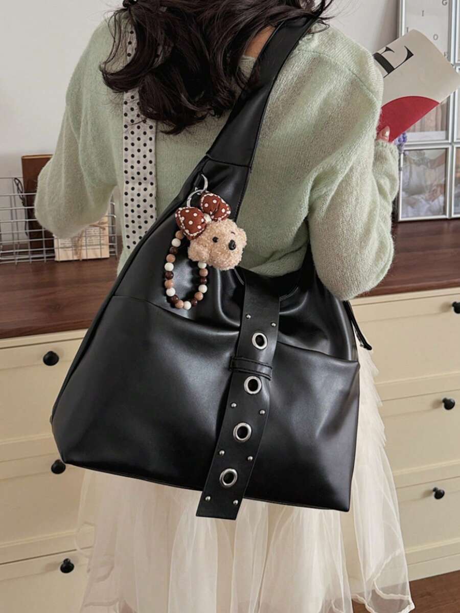 Bolso de hombro de gran capacidad de unicolor para mujer - Multicolor - Ver 1