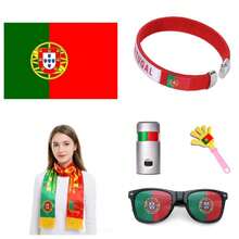 World Cup Fan Kit With Flag, Clapper, Face Paint And Glasses, Portugal Team Colors, Multiple Items - Portugal Fans Set - View 1