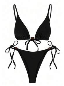 26 New Style Sexy Strap Bikini Swimsuit Women's Two-Piece Swimsuit Three-Point Bikini - Brown - View 8