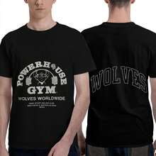 Camiseta de cuello redondo DARCSPORT Unisex de 180g "POWERHOUSE OF THE WOLVES GYM", camiseta de gimnasio y ropa urbana - Negro - Ver 6