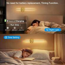 2-In-1 Dimmable Wall Lights With Remote & Touch Control, Cordless LED Wall Sconce Lamp, Stepless Dimmable 3000K-6000K, Battery Operated With Type-C Charging Port, Decorative Night Light For Bedroom, Hallway, Home Indoor Use - Multicolor - View 9