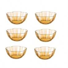 Cuencos de inmersión en forma de flor 6 mini cuencos de vidrio cuencos de vidrio pequeños soporte para bolsa de té cuencos para sumergir plato de salsa de soja juego de 6 - Marrn - Ver 2