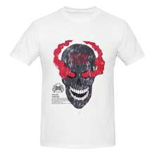 DARCSPORT Unisex 180g "STONE COLD" Skull Print Crew Neck T-Shirt, Hip Hop Loose Cotton Tee - 白色 - 查看 5