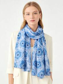 1pc New Arrival French Floral Print Scarf, Headscarf, Neckerchief, Shawl - Multicolor - View 3