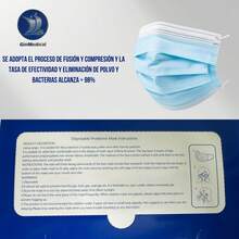 Mascarilla Cubreboca 50 Piezas Con Elastico Desechables de Protección Tricapa, Azul, Mascarilla Higiénica con Ajustador Nasal - A - Ver 6