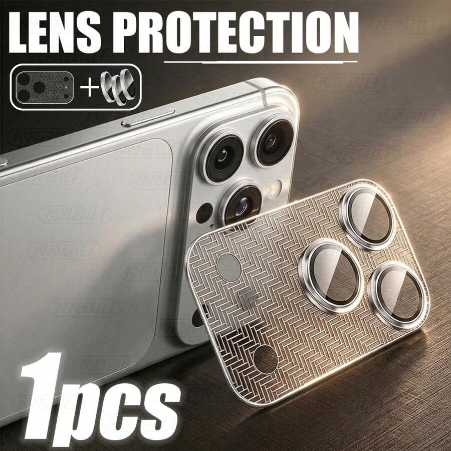 1 pieza Pegatina de malla metálica plateada con rayas en forma de V NNBILI, compatible con la lente de la cámara del 17 Pro Max, película protectora ultra delgada e invisible de cobertura completa anti-polvo, aplicable a la película protectora de la lente del 17 Pro, regalo del Día de la Madre con protección IP de adsorción estática
