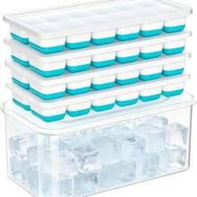 NFK - Ice - Block - Storage Box And Container Set - 4 Packs Of 56 Stackable Silicone - Ice - Block - Trays, Suitable For Refrigerators, Equipped With Storage Containers, Leak-Proof Lids, And Made Of Material, Convenient For Use In Kitchens, Campers, Parties, Cocktails And Coffee. - Multicolor - View 2