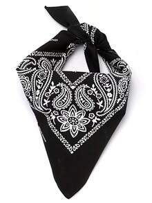 Premium Printed Bandana Scarf - Classic Style And Total Versatility - Black - View 3