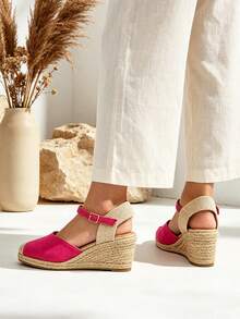 Women's High Wedge Espadrille Sandals, Espadrille Platform Sandals For Summer, High Wedge Sandals, Classic Espadrilles, Women's Sandals - Hot Pink - View 2