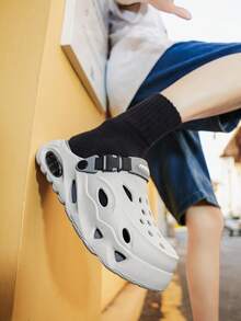 Casual Hollow Air Cushion Shock Absorbing Thick Sole Breathable Sandals! Comfortable Non-Slip Outdoor Slides, Unisex Functional Sandals - Grey - View 6