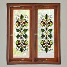 1pc Vintage Colorful Glass Pattern Door Sticker, Imitation Church Glass Foyer Glass Decal, Self-Adhesive Translucent Removable - Multicolor - View 2