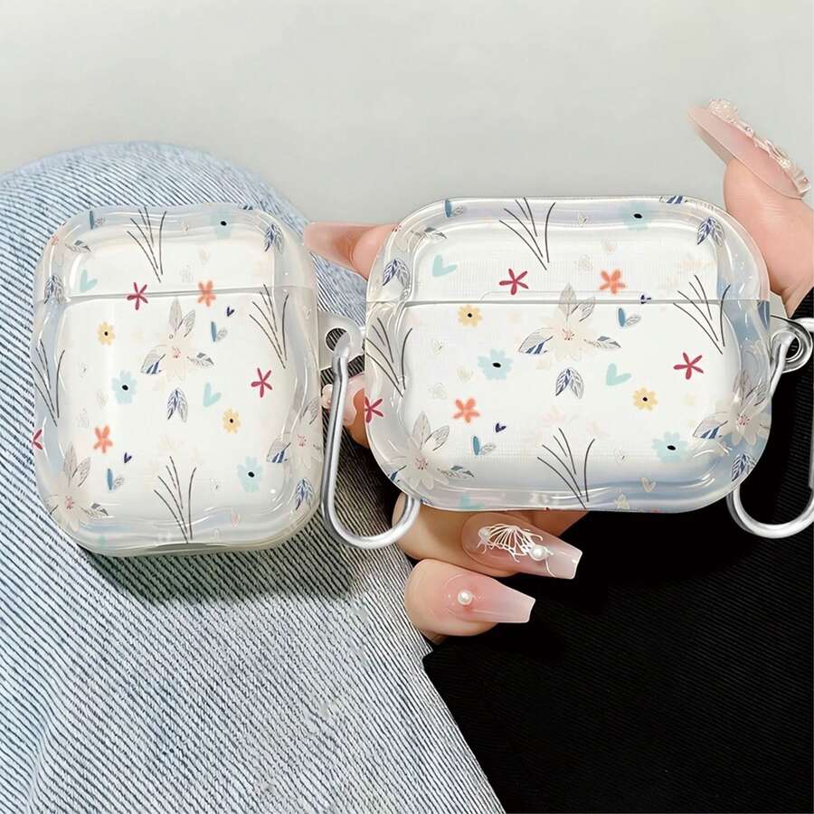 Funda protectora con diseño floral colorido compatible con el estuche de carga inalámbrica de Apple, resistente a arañazos y golpes - transparente - Ver 1