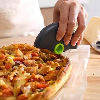 1pc Stainless Steel Pizza Cutter Wheel With Non-Slip Base And Ergonomic Handle - Suitable For Home, Camping, Outdoor Kitchen - Compatible With Pizza, Bread, Cake, Camping Essentials, Durable Structure, Baking Accessory
